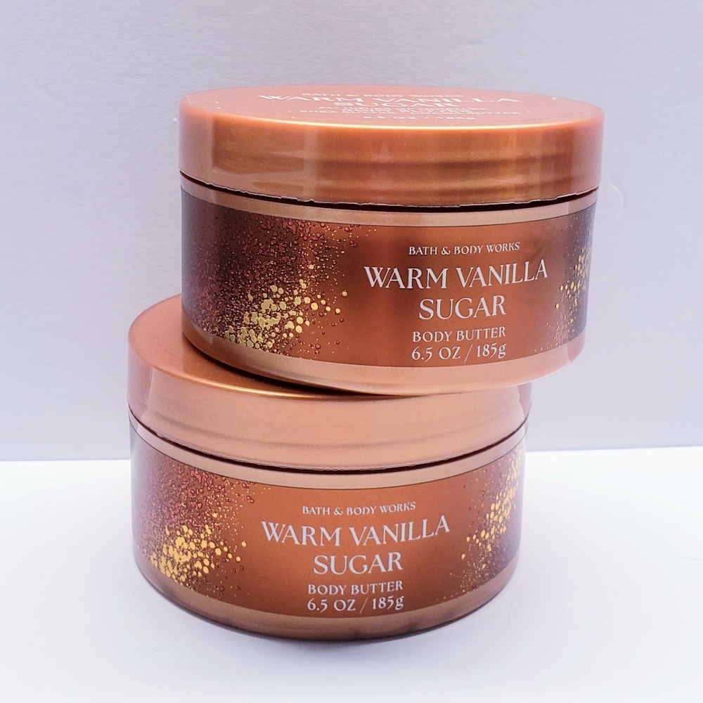 Bath & Body Works WARM VANILLA SUGAR Body Butter, 6.5 oz/185g (2 pack)